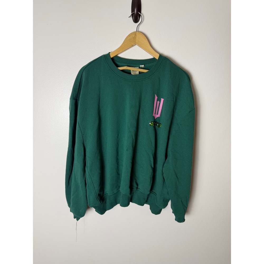 Wicked Embellished Sweatshirt Womens M Green Love WIthout Limits Pullover